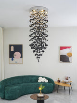 Modern Artistic Charcoal Crown LED Chandelier Minimalist Black Pendant Light