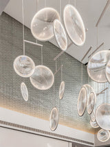 Modern Artistic Glass Lens LED Hanging Light Floating Multi Head Pendant Fixture