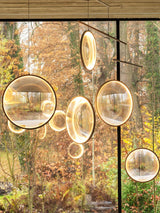 Modern Artistic Glass Lens LED Hanging Light Floating Multi Head Pendant Fixture