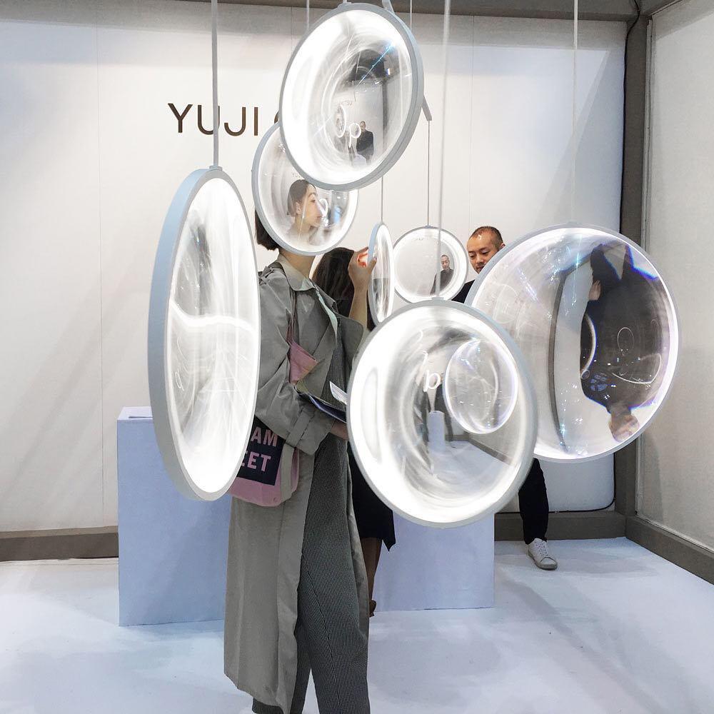 Modern Artistic Glass Lens LED Hanging Light Floating Multi Head Pendant Fixture