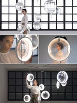 Modern Artistic Glass Lens LED Hanging Light Floating Multi Head Pendant Fixture