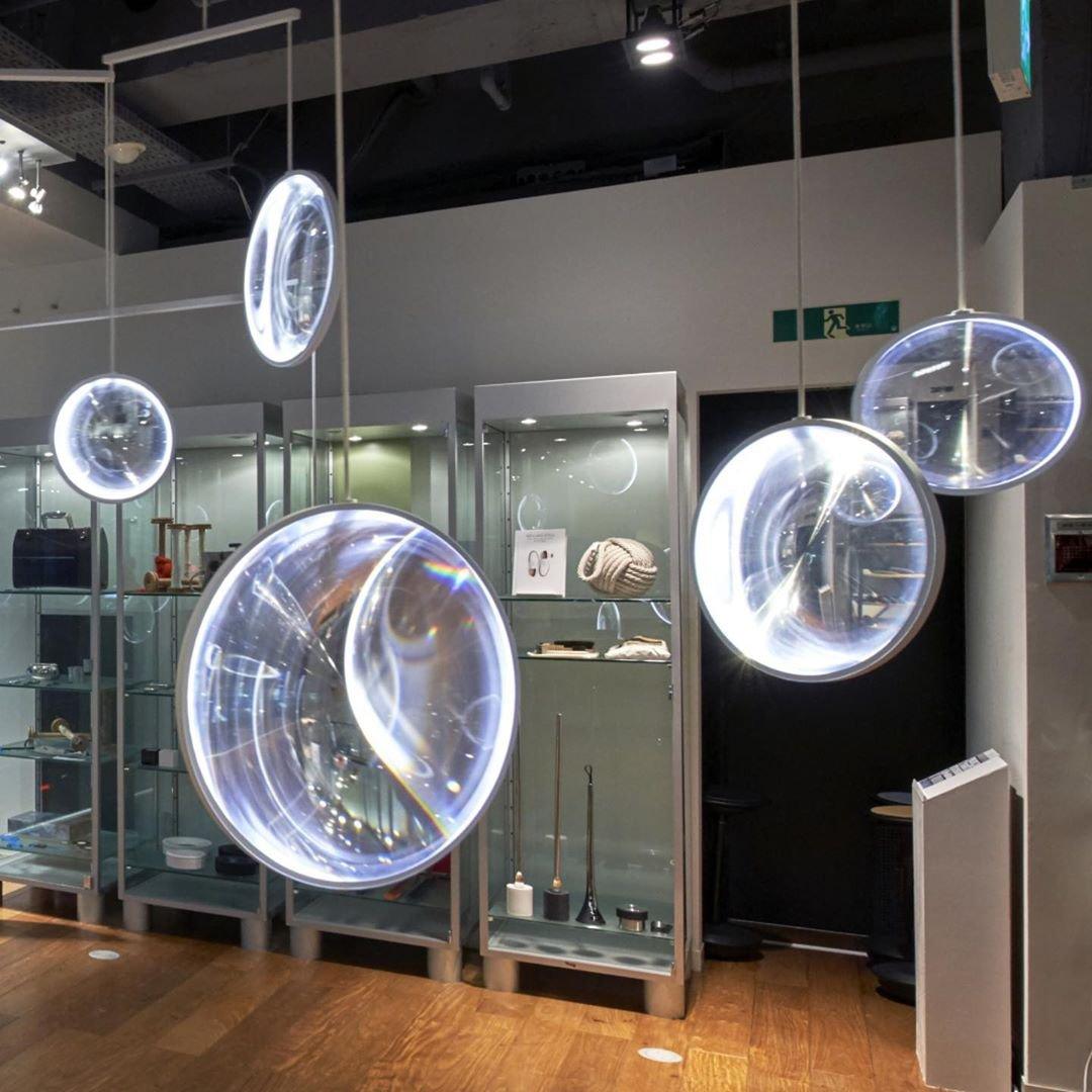 Modern Artistic Glass Lens LED Hanging Light Floating Multi Head Pendant Fixture