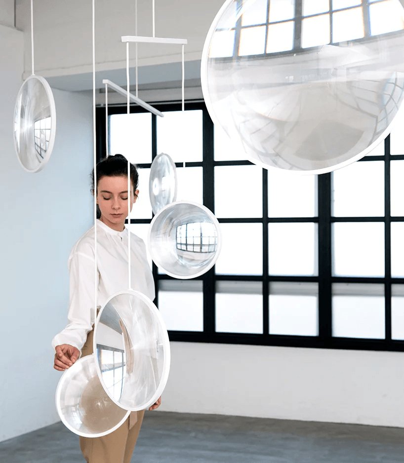 Modern Artistic Glass Lens LED Hanging Light Floating Multi Head Pendant Fixture