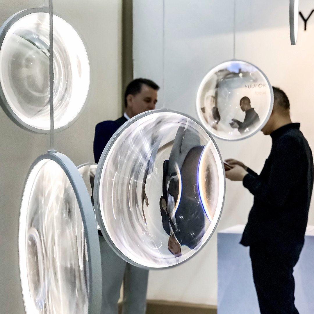 Modern Artistic Glass Lens LED Hanging Light Floating Multi Head Pendant Fixture