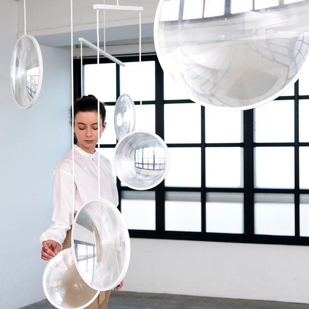 Modern Artistic Glass Lens LED Hanging Light Floating Multi Head Pendant Fixture