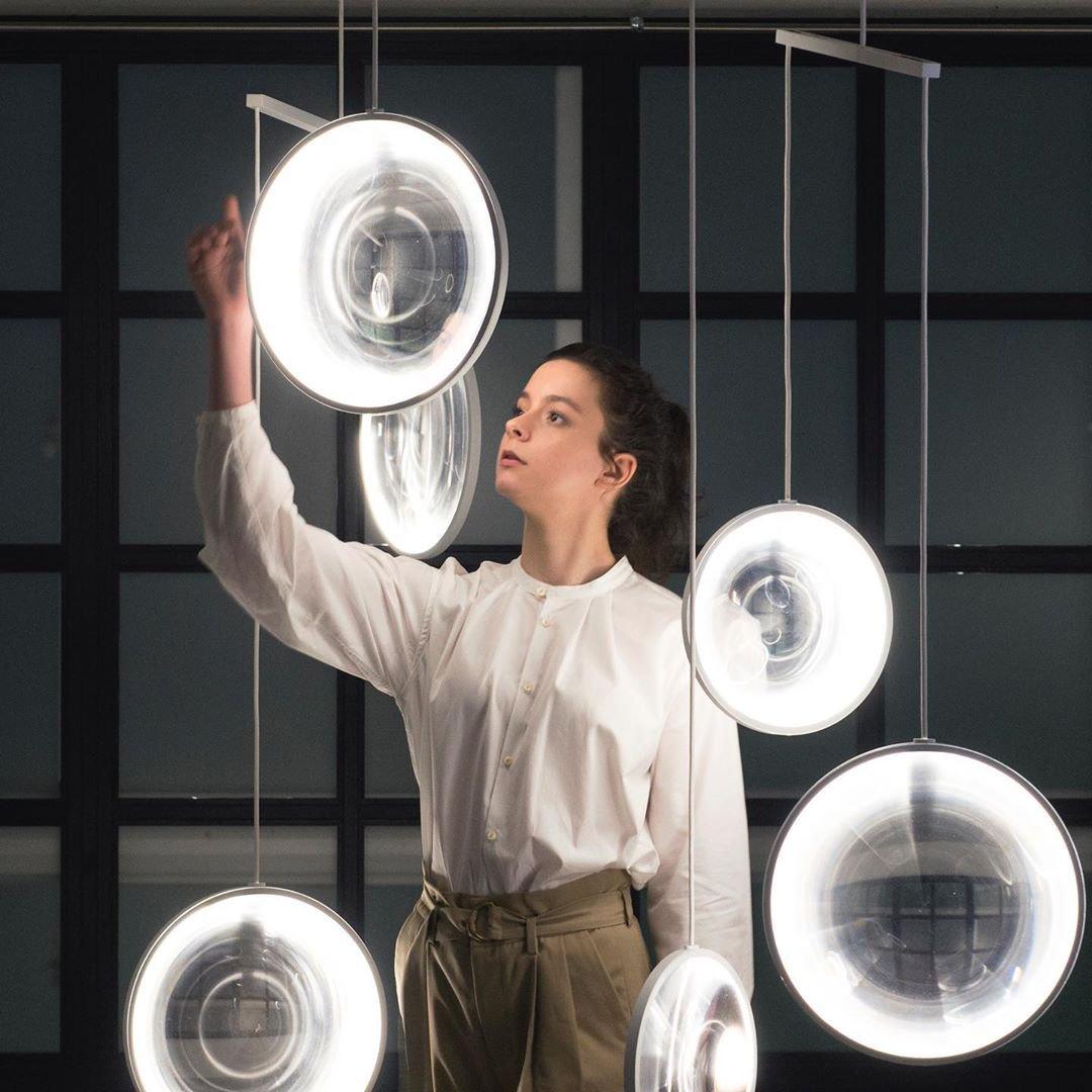 Modern Artistic Glass Lens LED Hanging Light Floating Multi Head Pendant Fixture