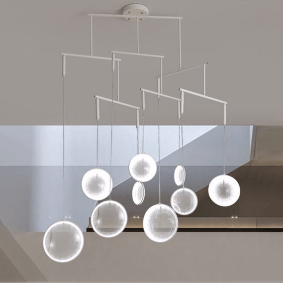 Modern Artistic Glass Lens LED Hanging Light Floating Multi Head Pendant Fixture
