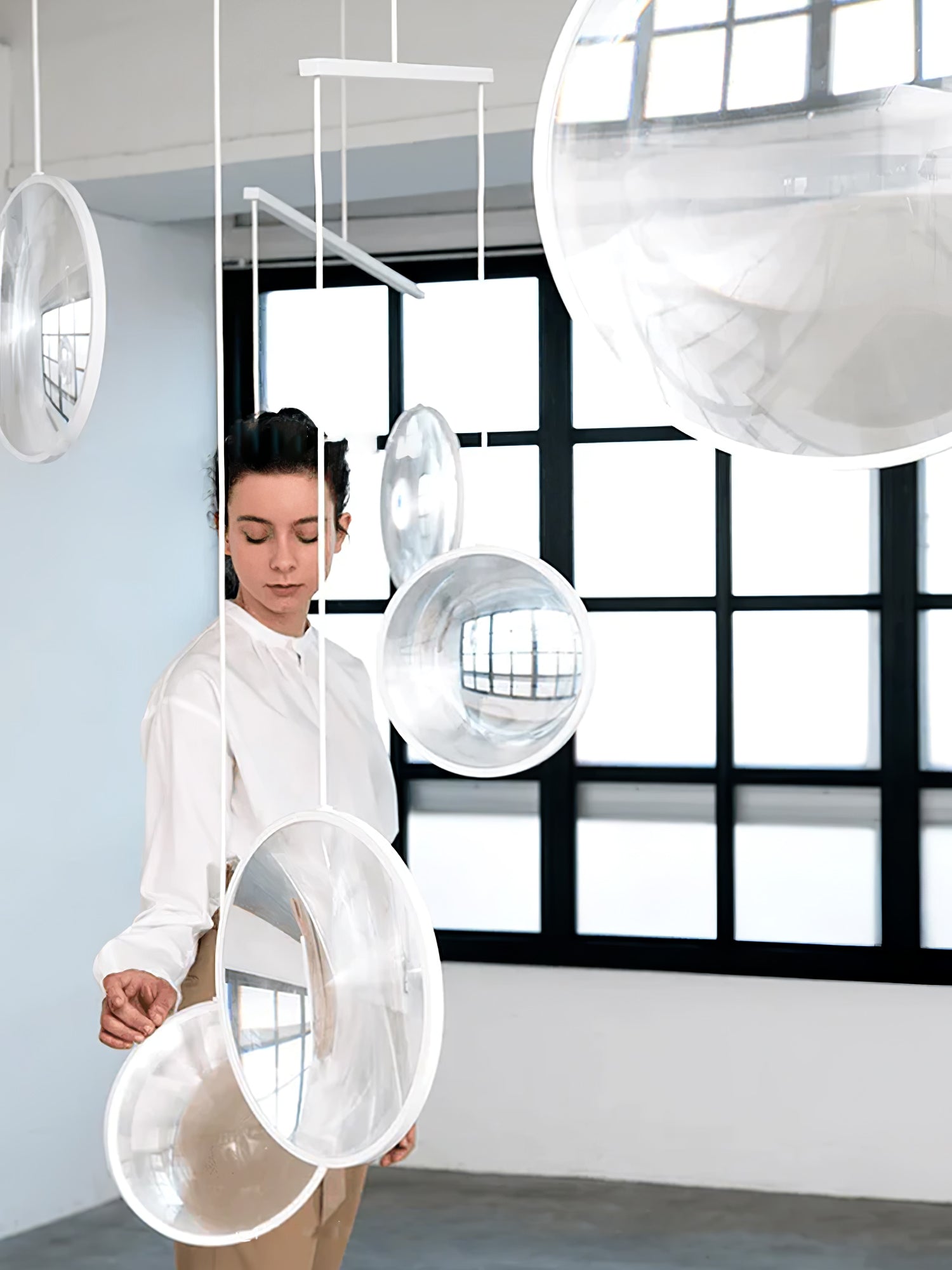 Modern Artistic Glass Lens LED Hanging Light Floating Multi Head Pendant Fixture