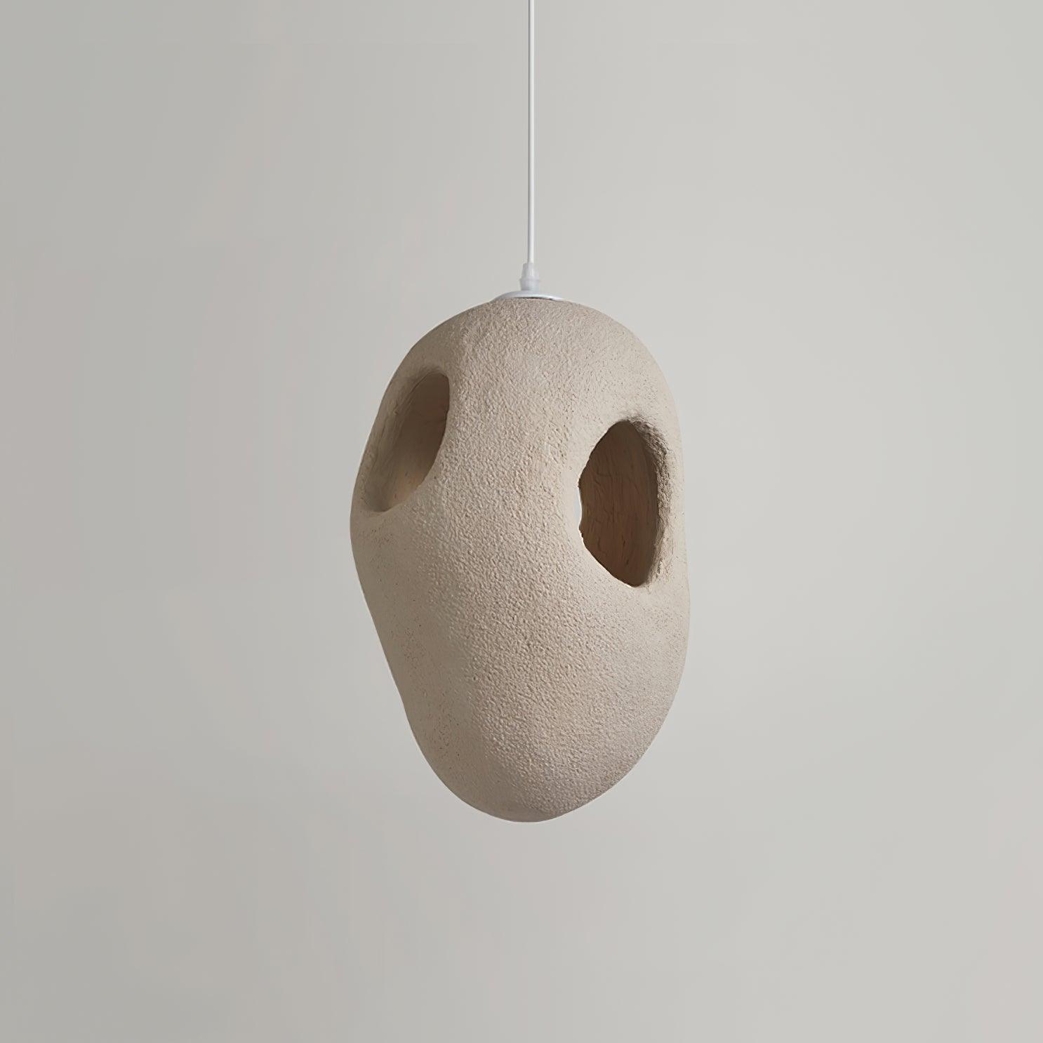 Modern Artistic Hand Formed Double Shell Pendant Light in White Finish