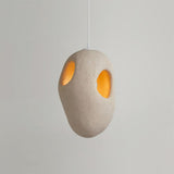 Modern Artistic Hand Formed Double Shell Pendant Light in White Finish