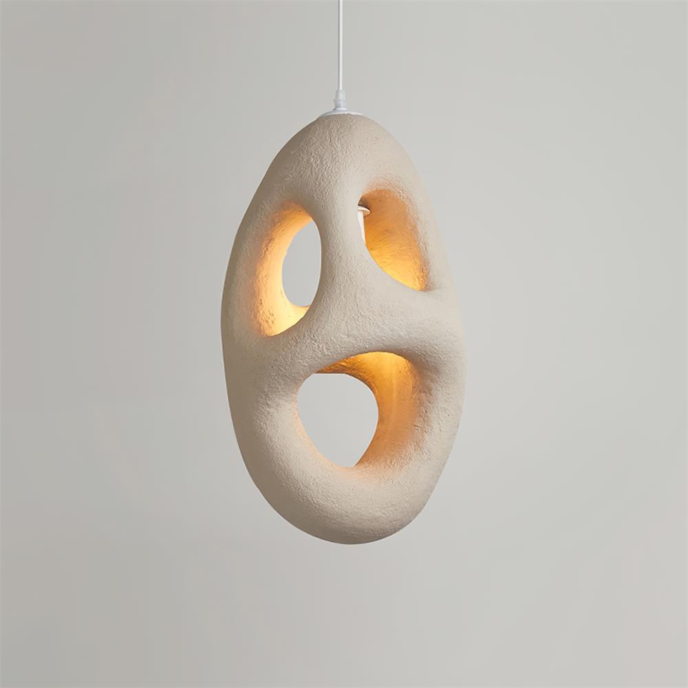 Modern Artistic Hand Formed Double Shell Pendant Light in White Finish