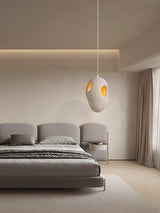 Modern Artistic Hand Formed Double Shell Pendant Light in White Finish