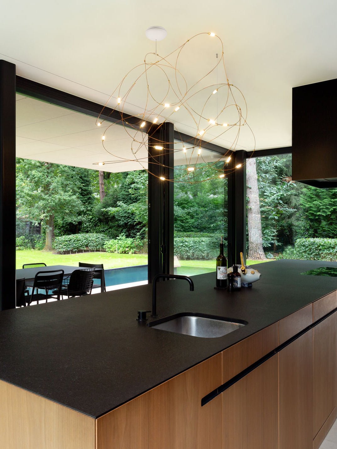 Modern Artistic Stainless Steel LED Pendant Light with Polycarbonate Diffusers