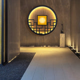 Modern Asian Style Round Outdoor LED Wall Lamp for Villa Courtyard Landscape Lighting