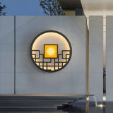Modern Asian Style Round Outdoor LED Wall Lamp for Villa Courtyard Landscape Lighting