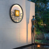 Modern Asian Style Round Outdoor LED Wall Lamp for Villa Courtyard Landscape Lighting