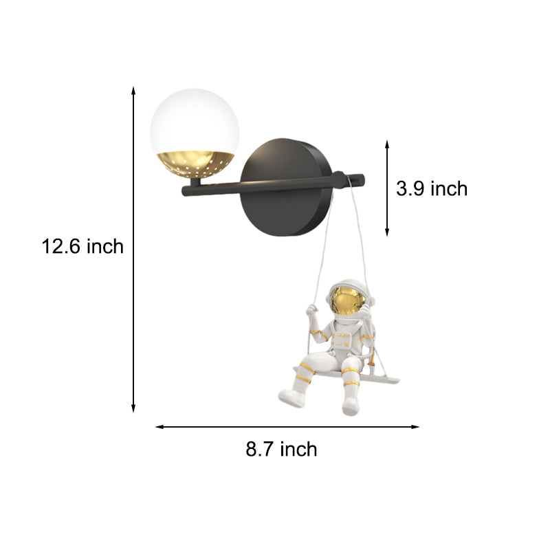 Modern Astronaut Resin Wall Light with Acrylic Ball and 3 Step Dimming Bedside Lamp