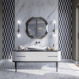 Modern Asymmetric Brass Wall Sconce with Cylindrical Glass Shades for Luxury Interiors