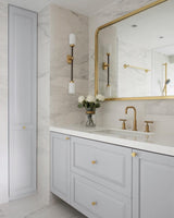 Modern Asymmetric Brass Wall Sconce with Cylindrical Glass Shades for Luxury Interiors