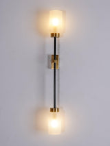 Modern Asymmetric Brass Wall Sconce with Cylindrical Glass Shades for Luxury Interiors