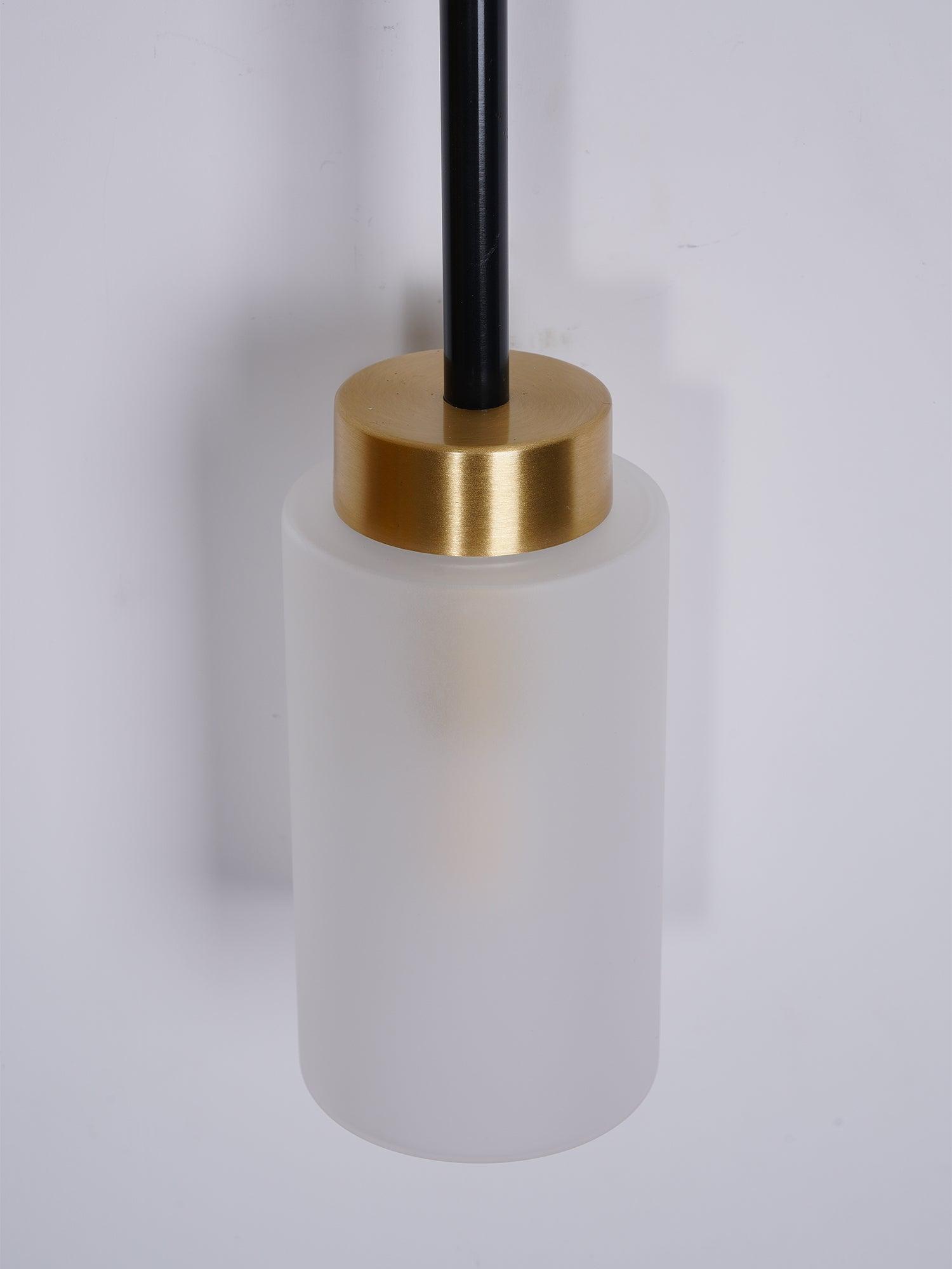 Modern Asymmetric Brass Wall Sconce with Cylindrical Glass Shades for Luxury Interiors