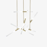 Modern Asymmetric Linear LED Pendant Light Aluminum Tube Suspension Chandelier for Dining Room