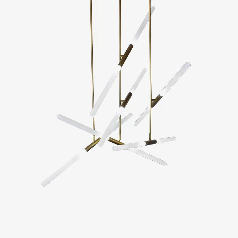 Modern Asymmetric Linear LED Pendant Light Aluminum Tube Suspension Chandelier for Dining Room