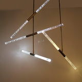 Modern Asymmetric Linear LED Pendant Light Aluminum Tube Suspension Chandelier for Dining Room