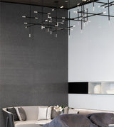 Modern Asymmetric Linear LED Pendant Light Aluminum Tube Suspension Chandelier for Dining Room
