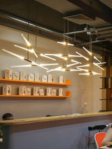 Modern Asymmetric Linear LED Pendant Light Aluminum Tube Suspension Chandelier for Dining Room
