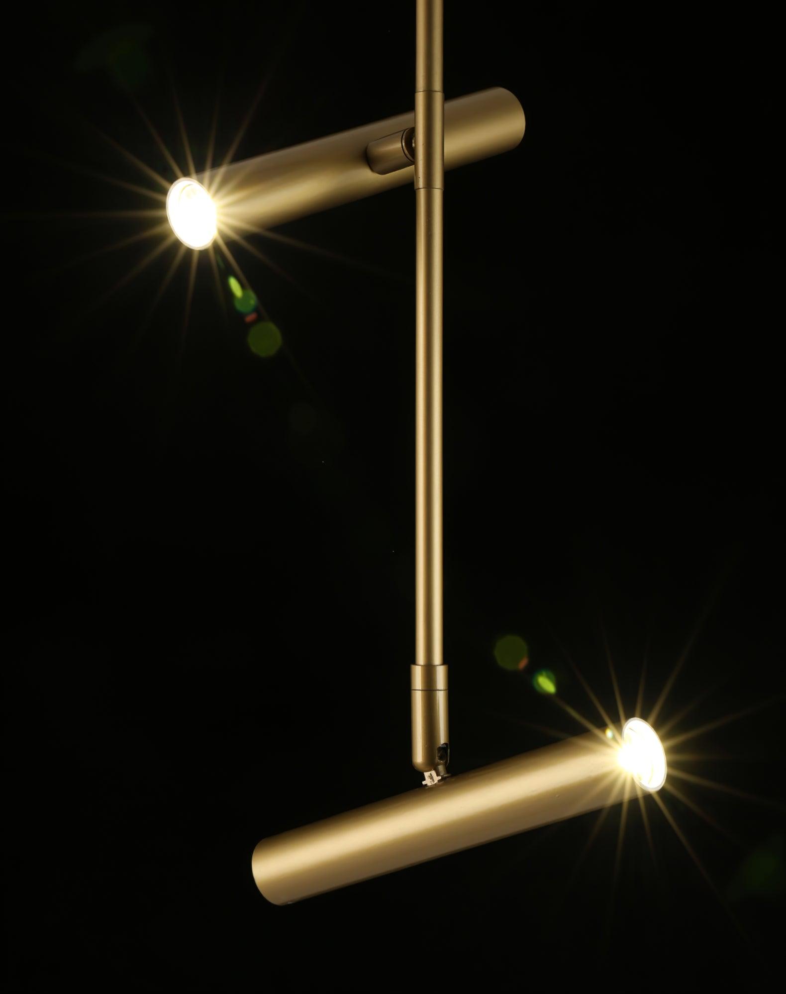 Modern Asymmetric Linear LED Pendant Light Aluminum Tube Suspension Chandelier for Dining Room