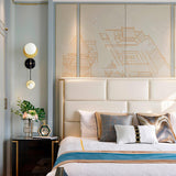 Modern Balance Scale Wall Sconce Set of 2 Geometric Marble and Glass Sphere Wall Light