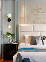Modern Balance Scale Wall Sconce Set of 2 Geometric Marble and Glass Sphere Wall Light