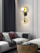 Modern Balance Scale Wall Sconce Set of 2 Geometric Marble and Glass Sphere Wall Light