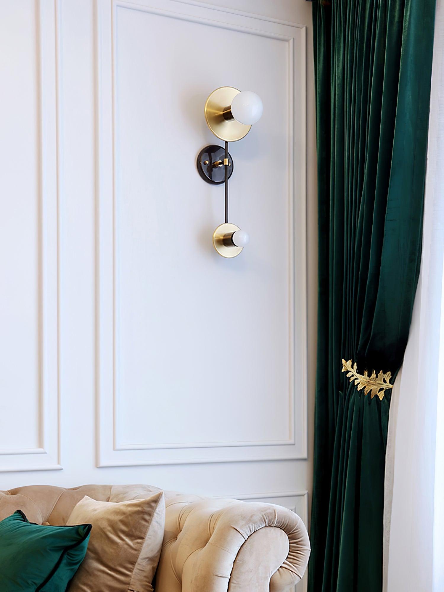 Modern Balance Scale Wall Sconce Set of 2 Geometric Marble and Glass Sphere Wall Light