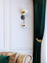 Modern Balance Scale Wall Sconce Set of 2 Geometric Marble and Glass Sphere Wall Light