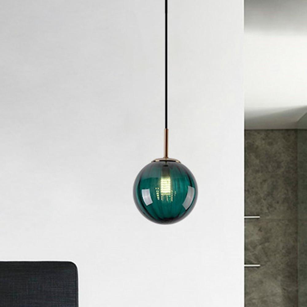 Modern Ball Glass Globe Pendant Light Electroplated Metal LED Hanging Ceiling Fixture