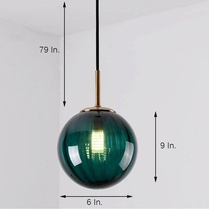 Modern Ball Glass Globe Pendant Light Electroplated Metal LED Hanging Ceiling Fixture
