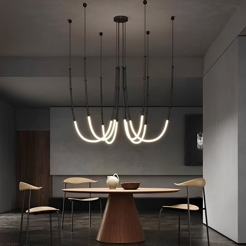 Modern Bamboo Knot LED Linear Pendant Light for Duplex Staircase and Loft High Ceiling