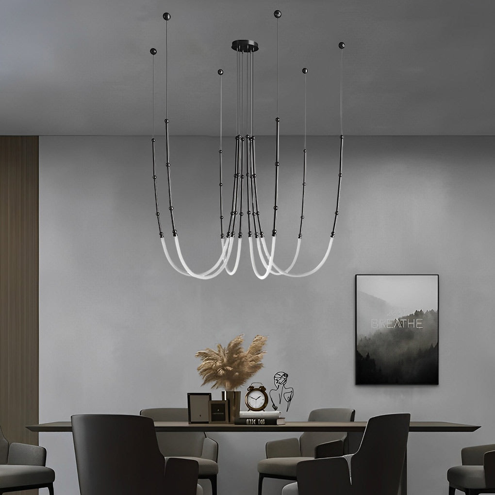 Modern Bamboo Knot LED Linear Pendant Light for Duplex Staircase and Loft High Ceiling