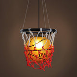 Modern Basketball Hoop Hanging Lamp LED Ceiling Fixture for Sports Theme Decor