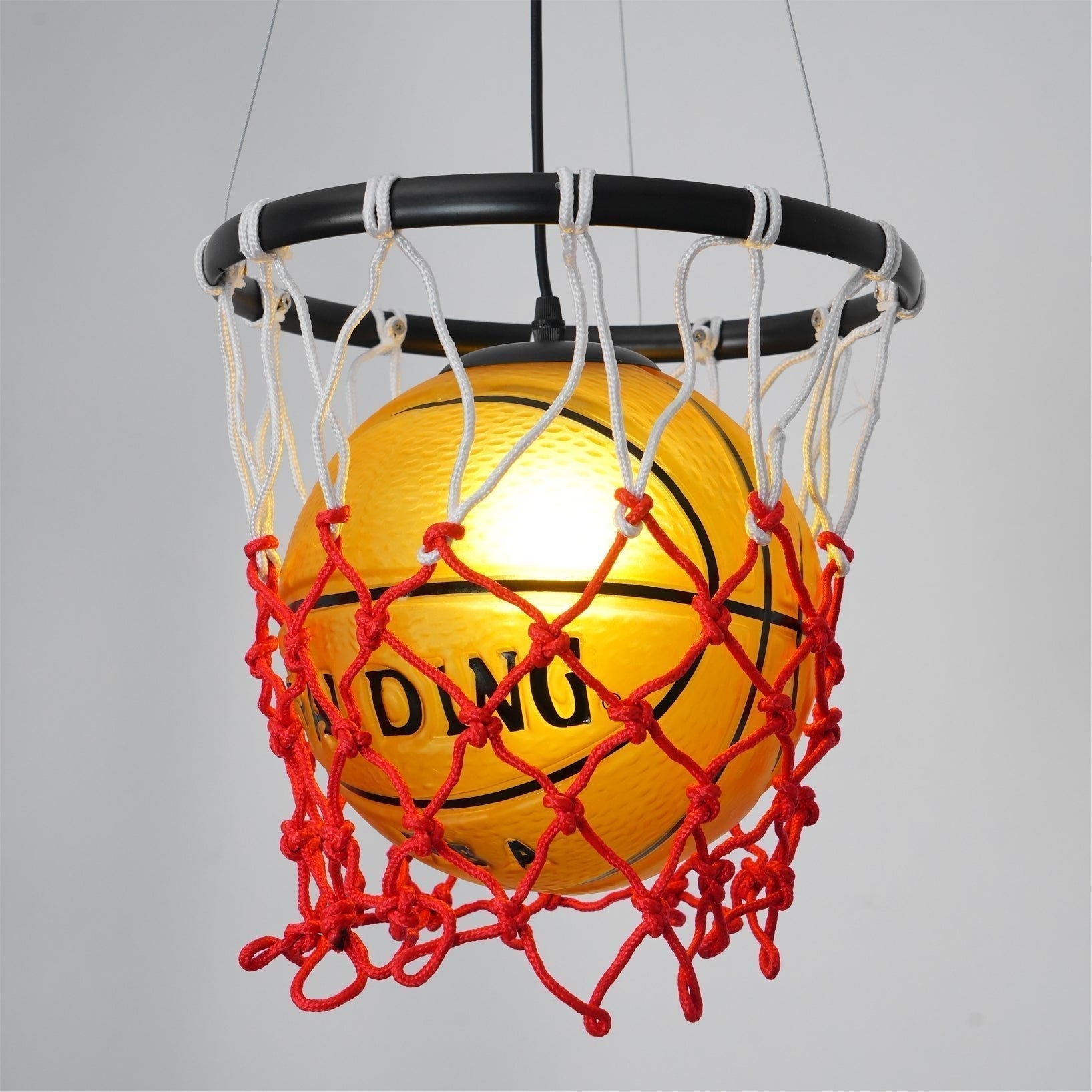 Modern Basketball Hoop Hanging Lamp LED Ceiling Fixture for Sports Theme Decor