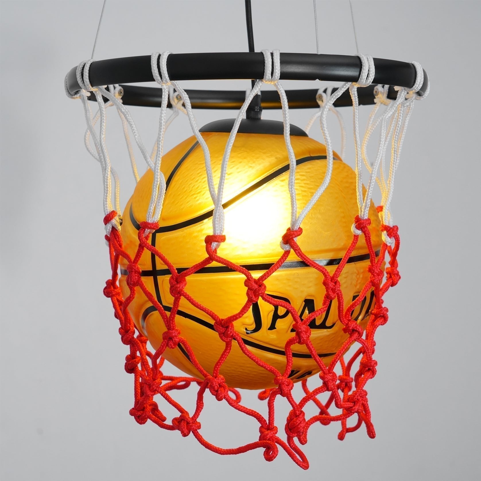 Modern Basketball Hoop Hanging Lamp LED Ceiling Fixture for Sports Theme Decor
