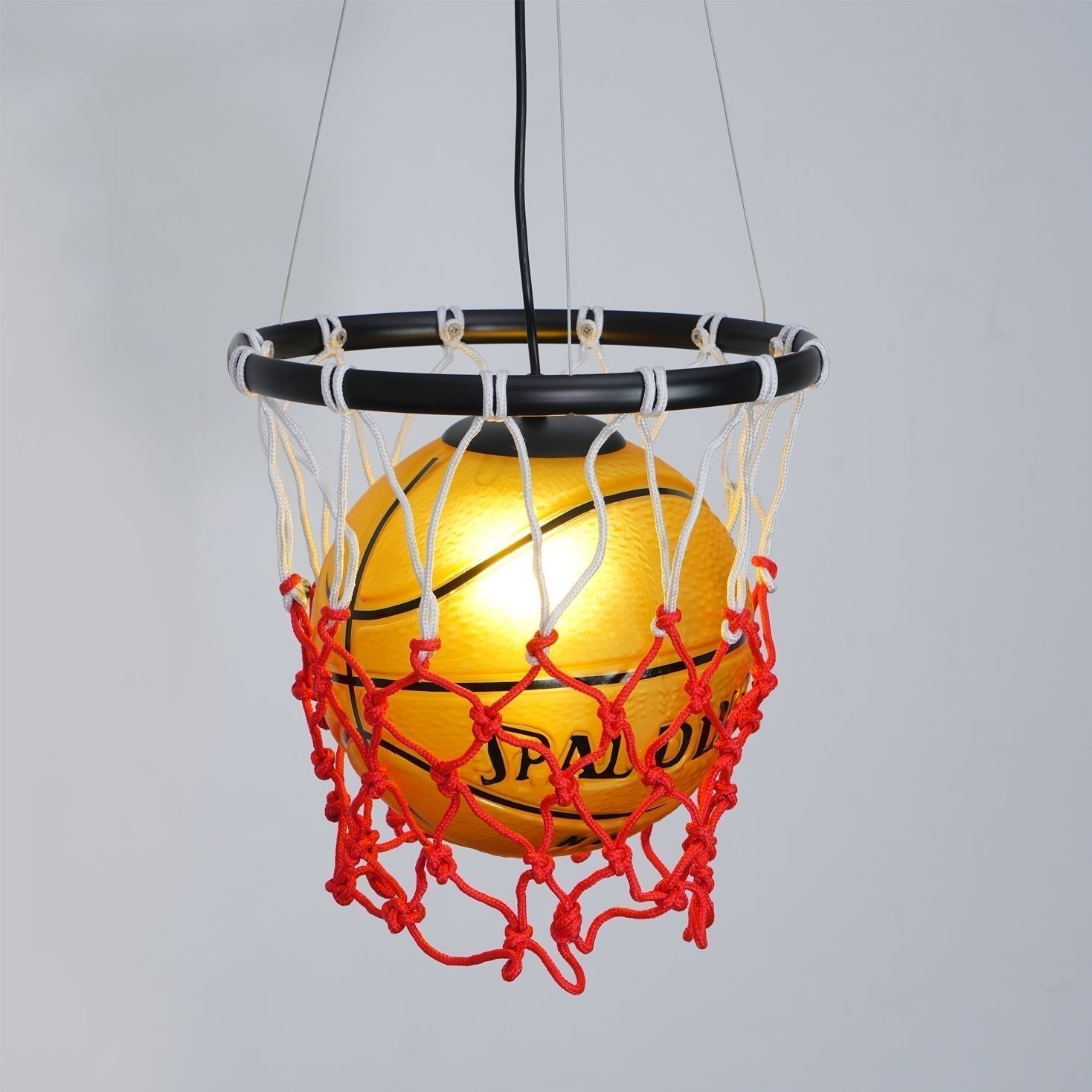 Modern Basketball Hoop Hanging Lamp LED Ceiling Fixture for Sports Theme Decor