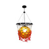Modern Basketball Hoop Hanging Lamp LED Ceiling Fixture for Sports Theme Decor