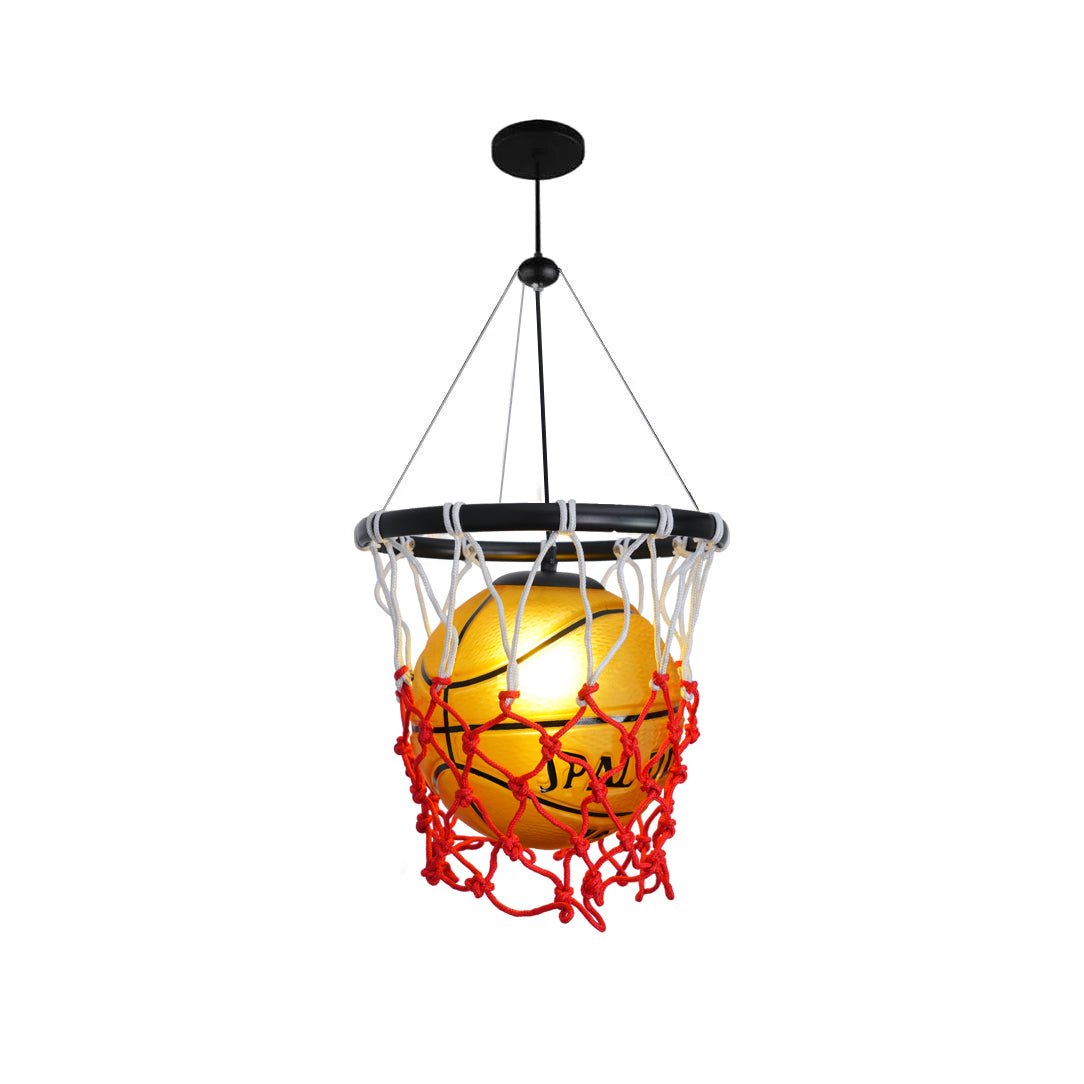 Modern Basketball Hoop Hanging Lamp LED Ceiling Fixture for Sports Theme Decor