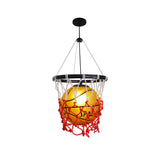 Modern Basketball Hoop Hanging Lamp LED Ceiling Fixture for Sports Theme Decor