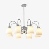 Modern Bauhaus Pleated White Glass Chandelier Chrome Ceiling Light Fixture