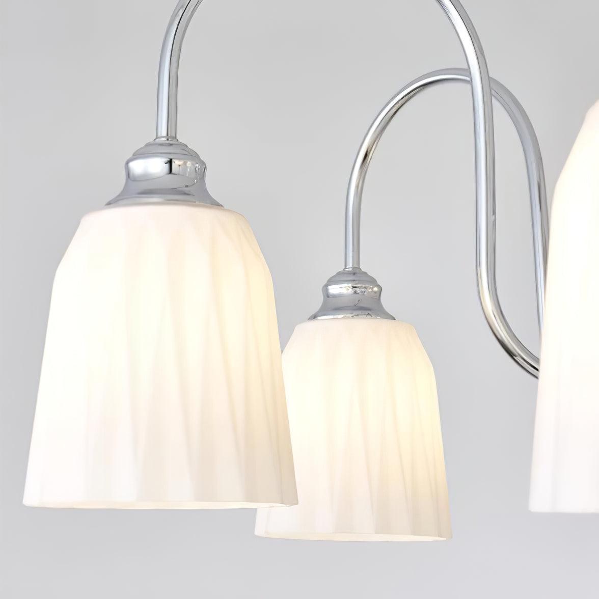 Modern Bauhaus Pleated White Glass Chandelier Chrome Ceiling Light Fixture