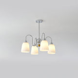 Modern Bauhaus Pleated White Glass Chandelier Chrome Ceiling Light Fixture